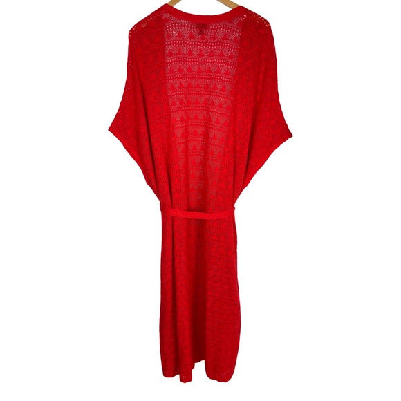 Torrid Crochet Short Sleeve Tie Waist Sweater Vest Tassels Swimsuit coverup - Picture 5 of 11